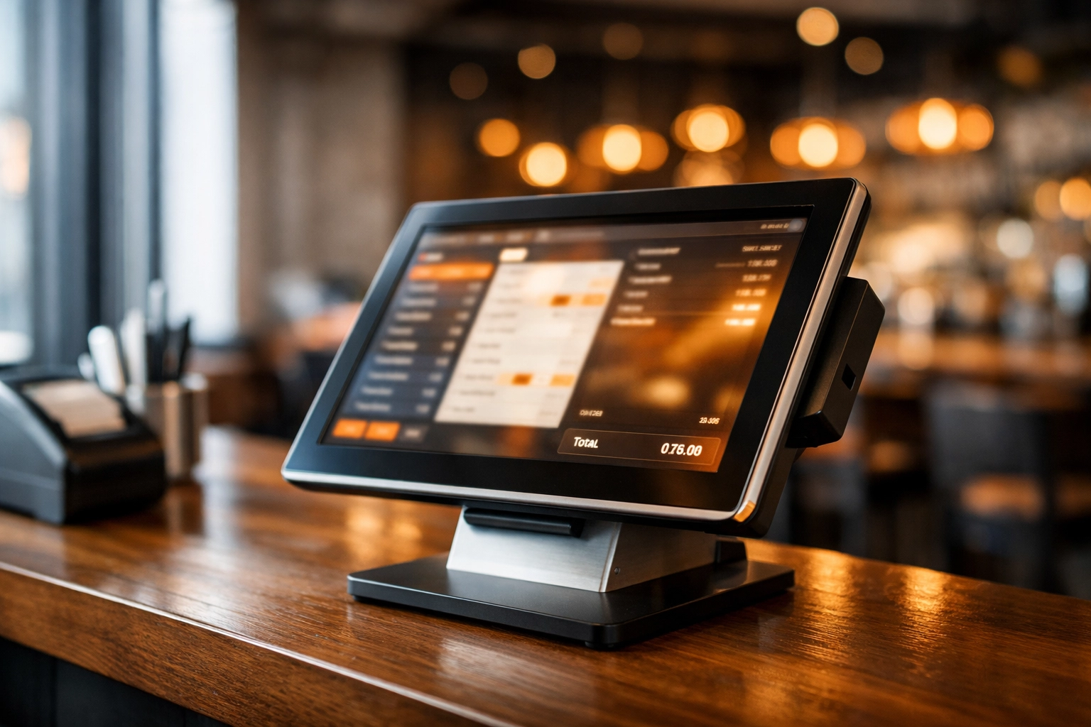 Restaurant POS system processing credit card transactions in Cincinnati dining room