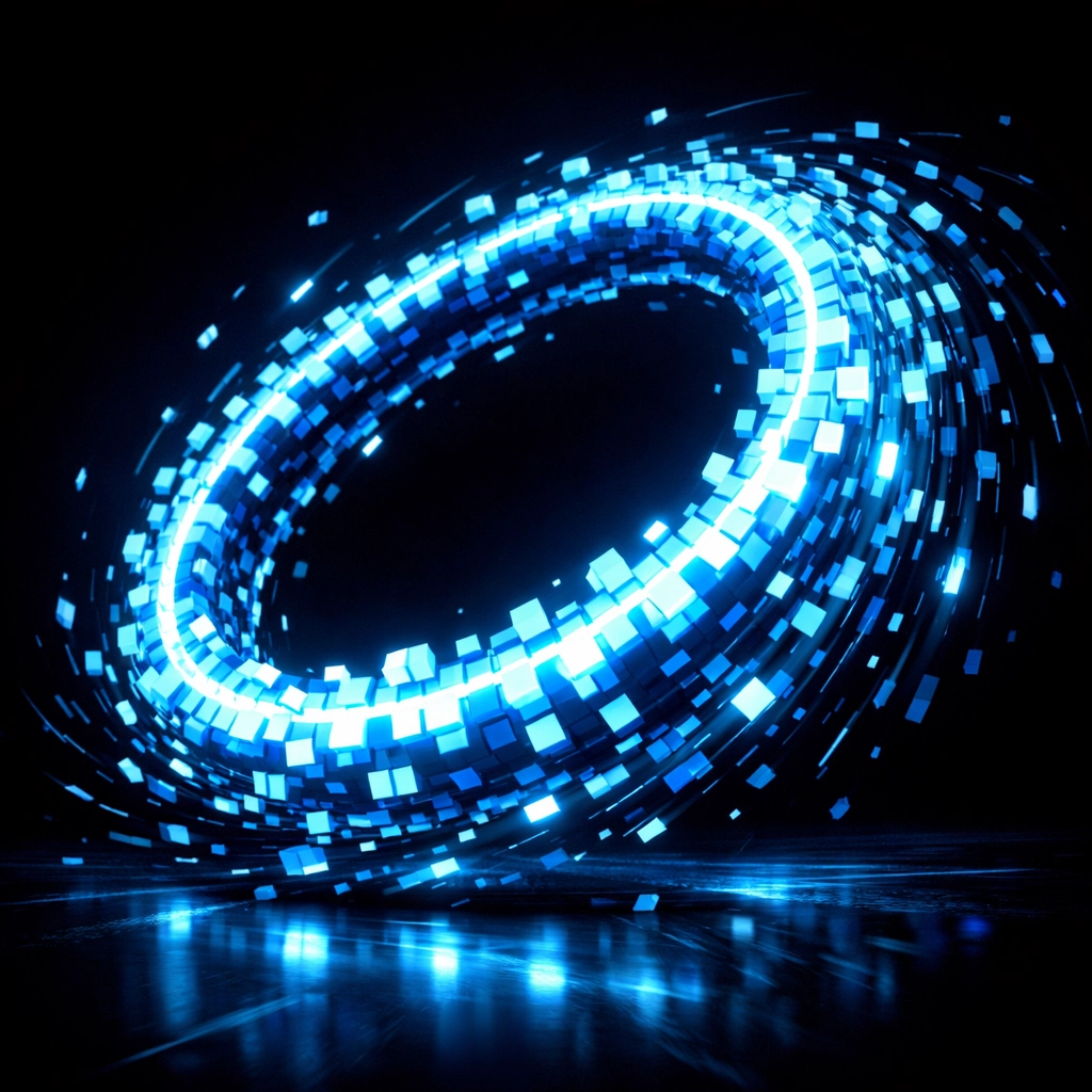 Neon ring graphic representing the creative playground and loop workflow in Reason 14.