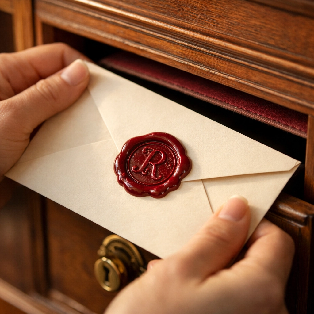 Sealed letter being placed in secure mailbox for safe delivery