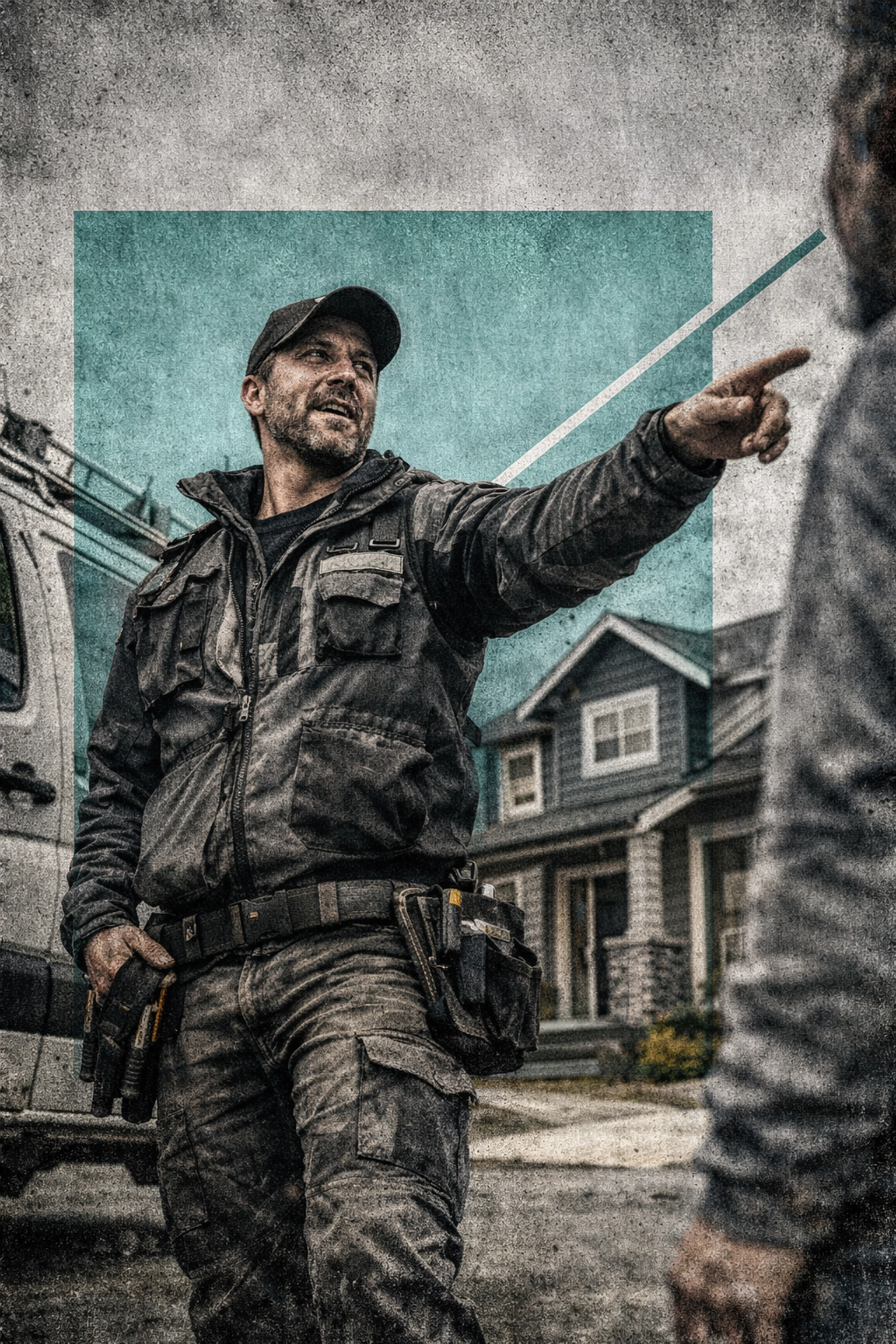 Renovation contractor discussing a project with a client to build brand authority and referrals.