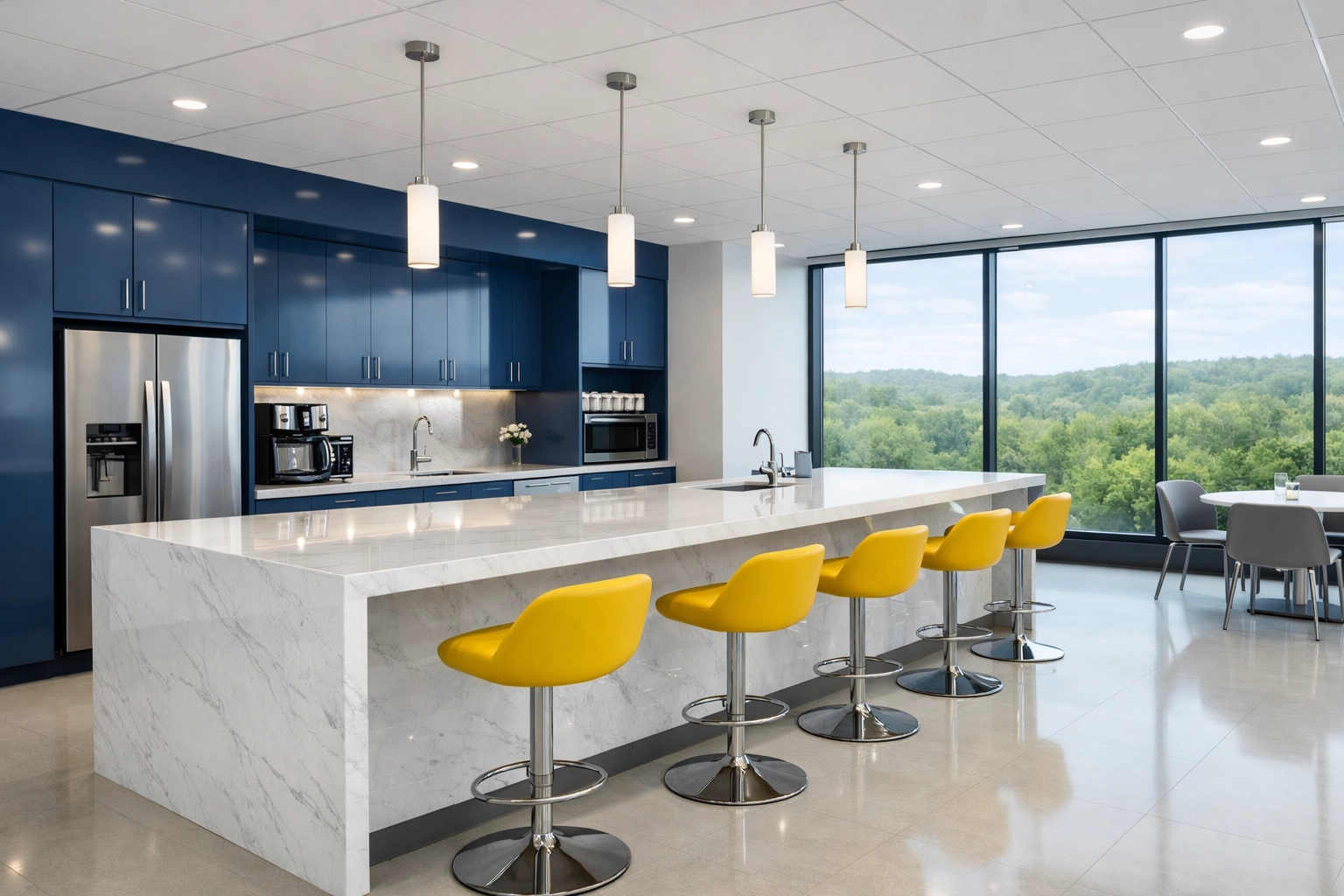 Clean corporate breakroom showcasing expert commercial cleaning in Bedford, Massachusetts.