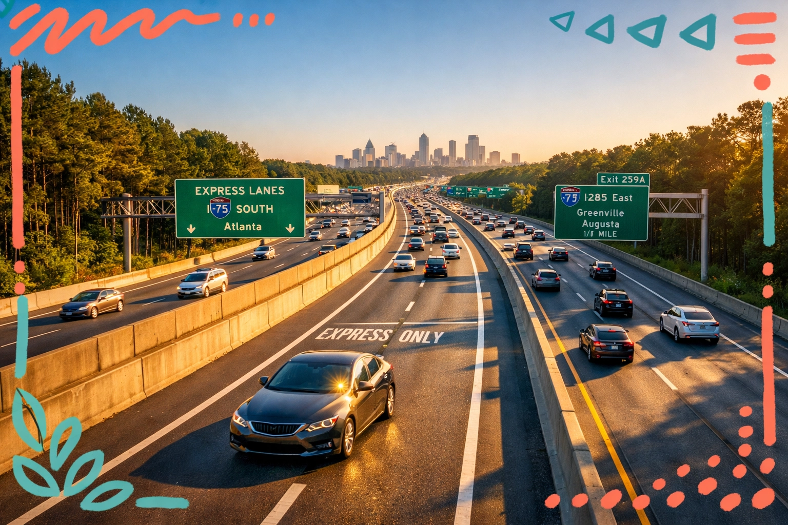 I-75 express lanes near Kennesaw 30144 for easy commute to Atlanta