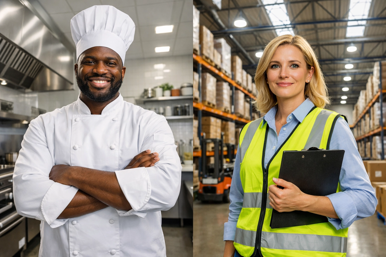 Restaurant and warehouse owners benefiting from energy-efficient business upgrades