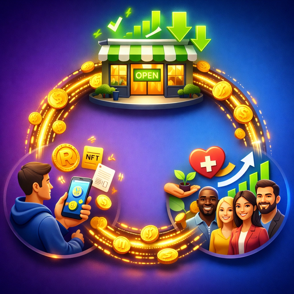 Larecoin ecosystem connecting merchants, customers, and community through crypto payments