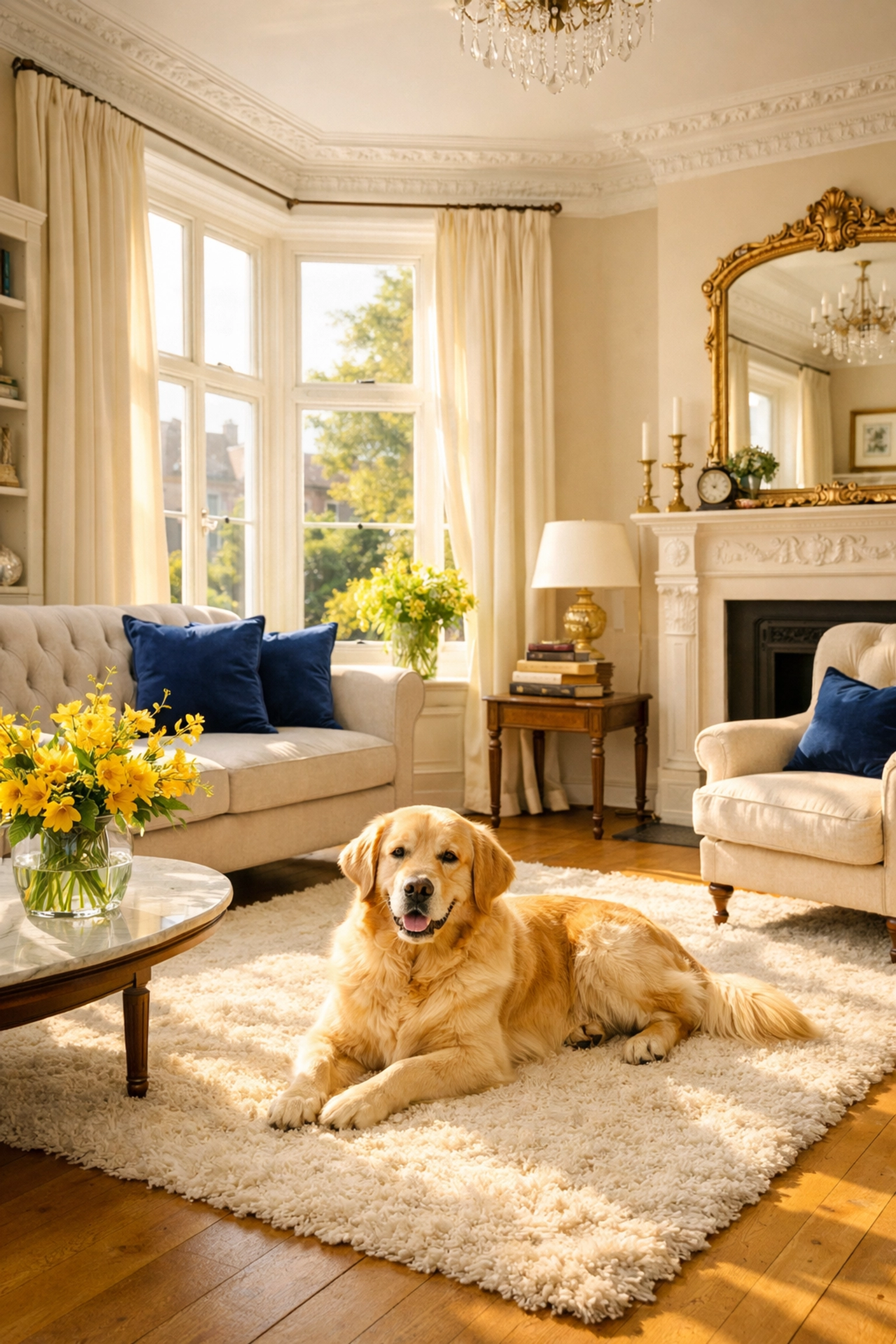 Dust-free Victorian living room in Cambridge showcasing eco-friendly maid service for local families and pets.