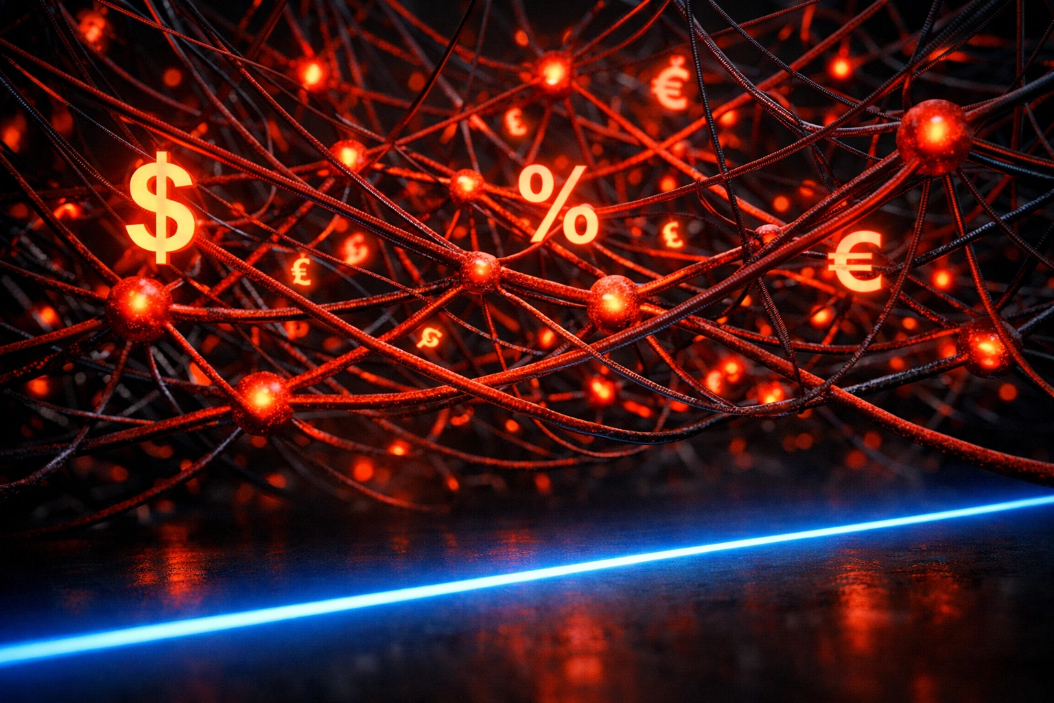 Complex traditional payment network vs Larecoin's direct single-layer blockchain settlement path