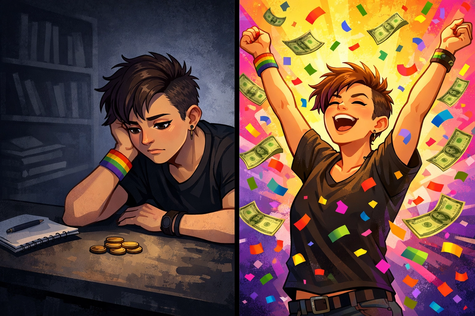 Comparing low vs high royalties for LGBTQ+ book authors on publishing platforms