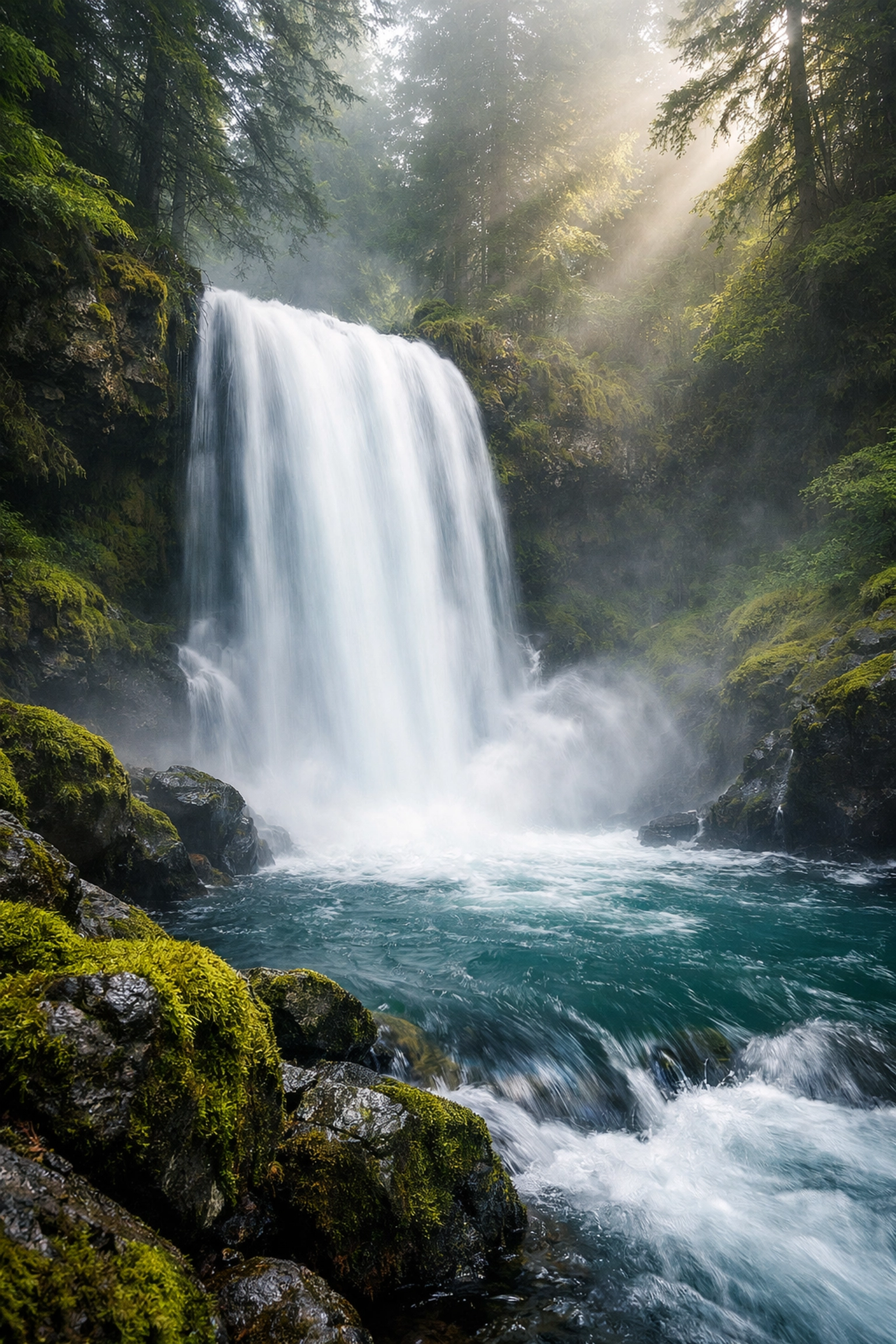 Long exposure waterfall showing shutter speed control in a guide to mastering manual mode.