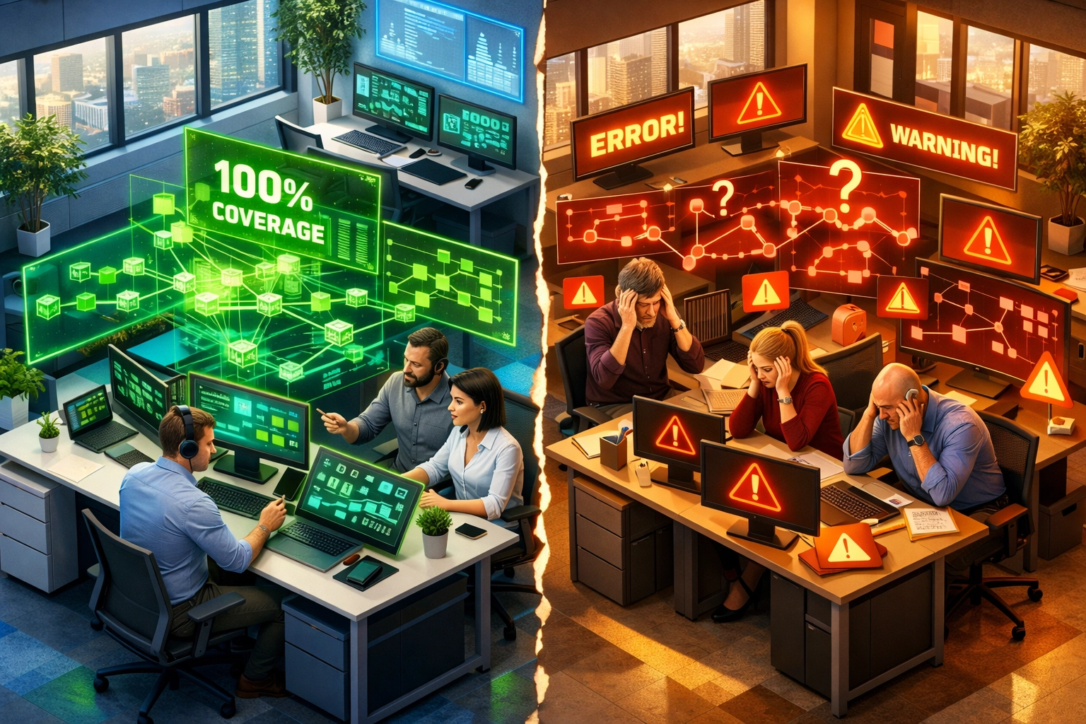 ServiceNow infrastructure discovery comparison: complete visibility vs incomplete coverage with gaps