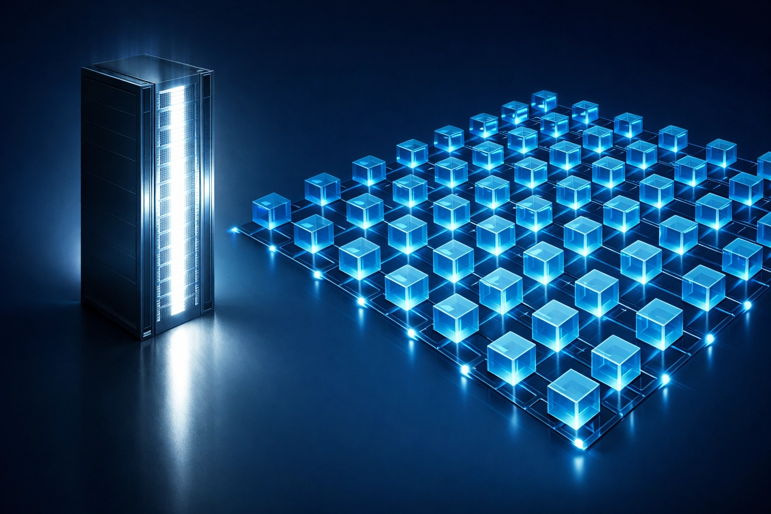Comparison between vertical scaling with a single server and horizontal scaling with a distributed system.