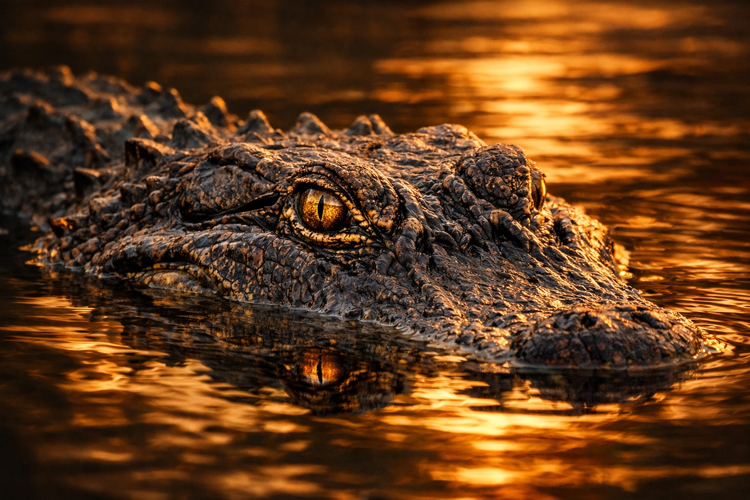 Close-up of an American alligator in the Everglades during a golden hour photography session.