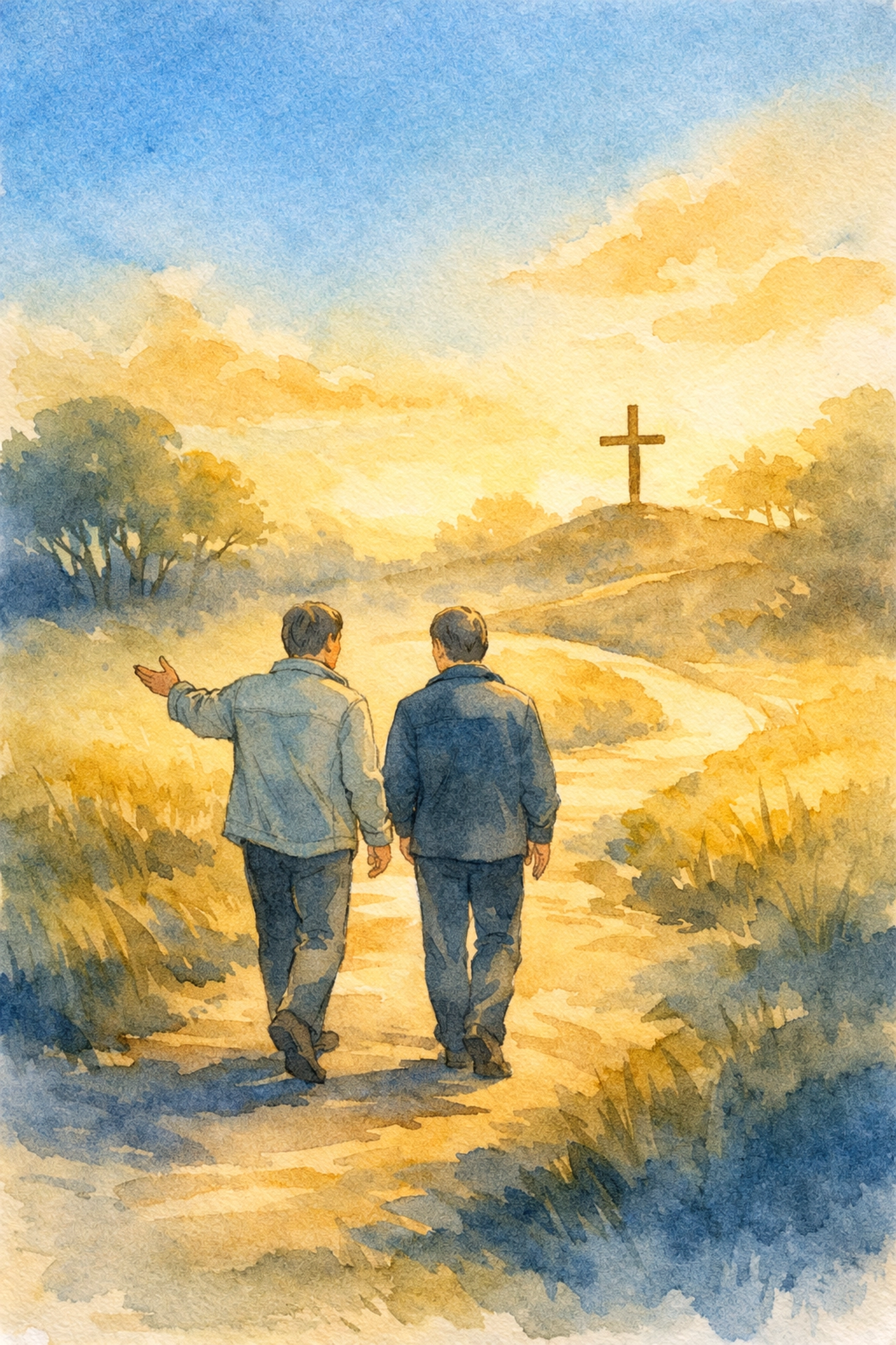 Two men walking a path together illustrating Christian mentorship and discipleship from The Forge