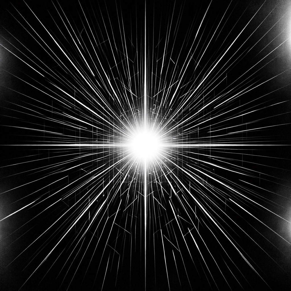 Geometric lines converging into a central light, showing the compounding power of brand signal.