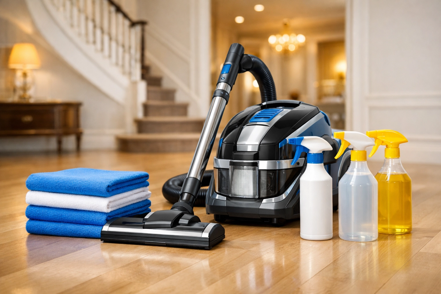 Professional HEPA vacuum and microfiber tools used for superior residential cleaning Massachusetts.
