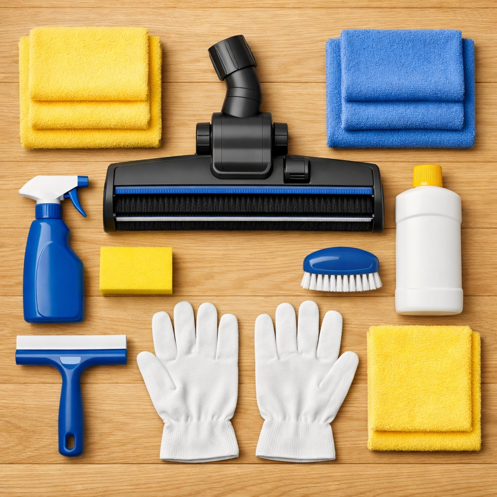 Clean and organized professional cleaning tools for ninja-level deep cleaning in Massachusetts.