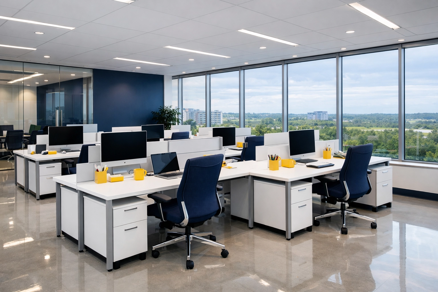Sparkling professional office space in MetroWest showcasing expert office cleaning and floor maintenance.