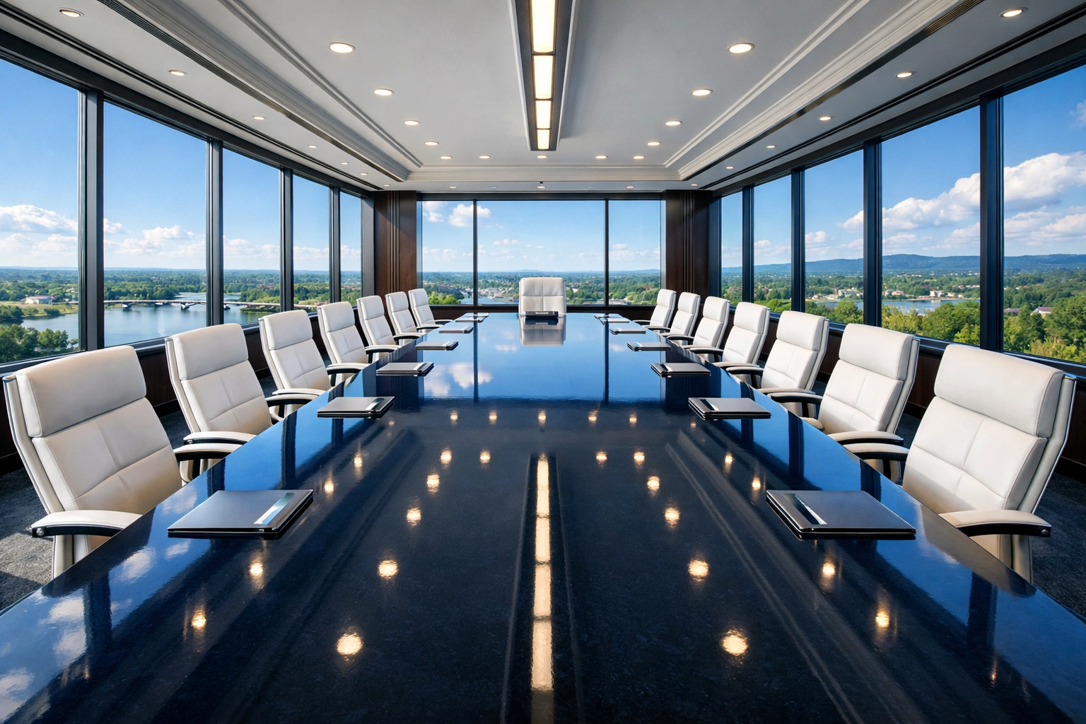 A pristine executive boardroom in Agawam, MA, demonstrating a streamlined and professional corporate environment.