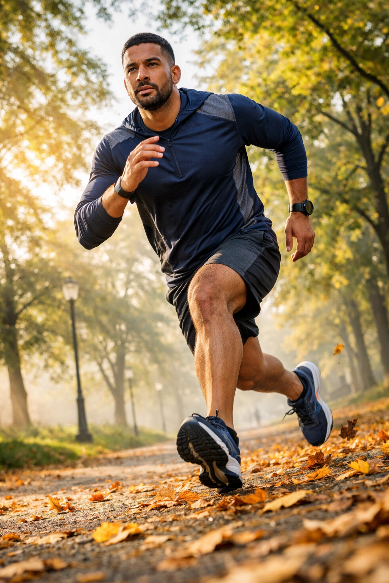 Man jogging through park as part of daily exercise habit for personal growth
