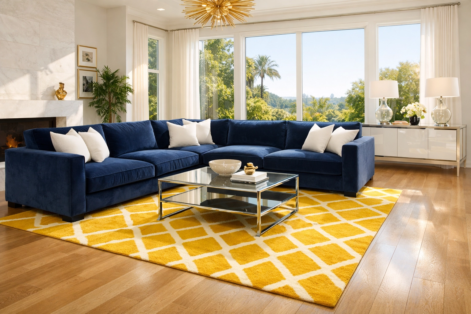 Bright and dust-free luxury living room in Lunenburg after a professional deep cleaning.