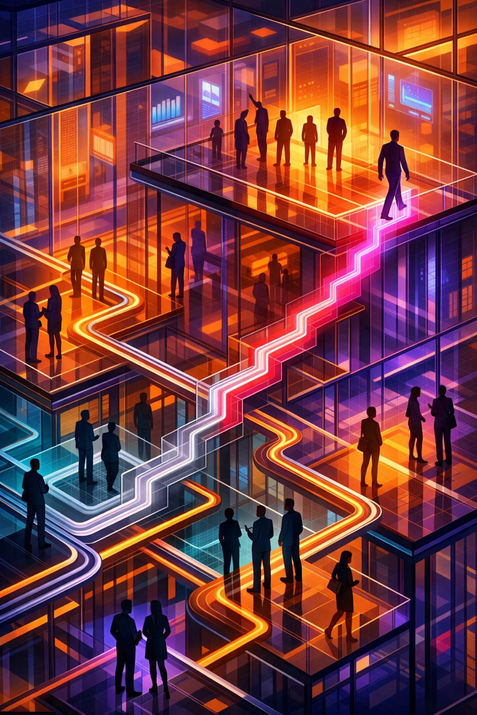 Interne Karrierepfade und Talentbindung visualisiert durch intelligente KI im Recruiting Systeme.