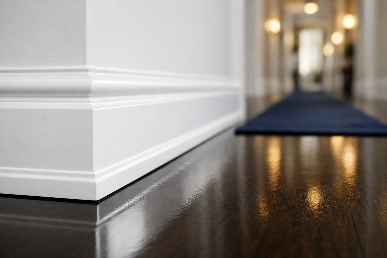 Sparkling white baseboards and clean floors from a detailed house cleaning Worcester MA service.