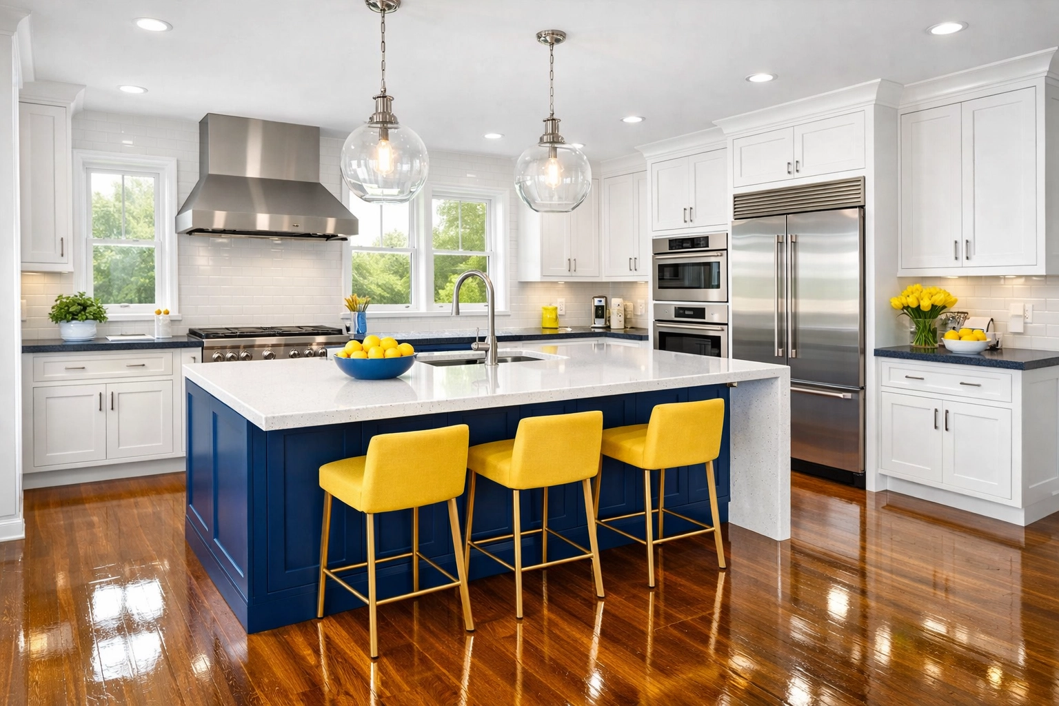 A spotless luxury kitchen following a deep house cleaning Townsend MA service.