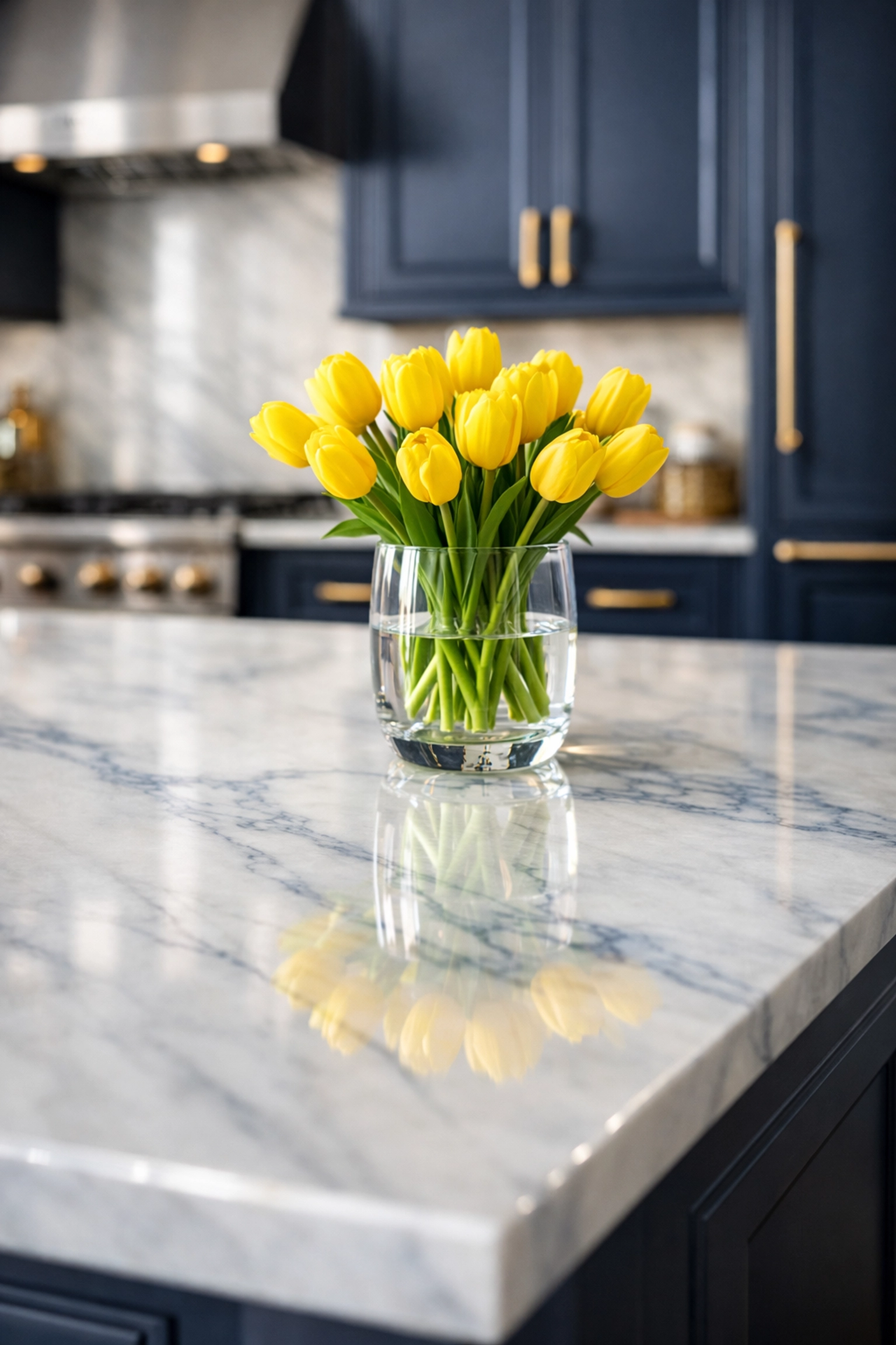 Luxury Westborough kitchen with polished marble counters maintained by professional deep cleaning.