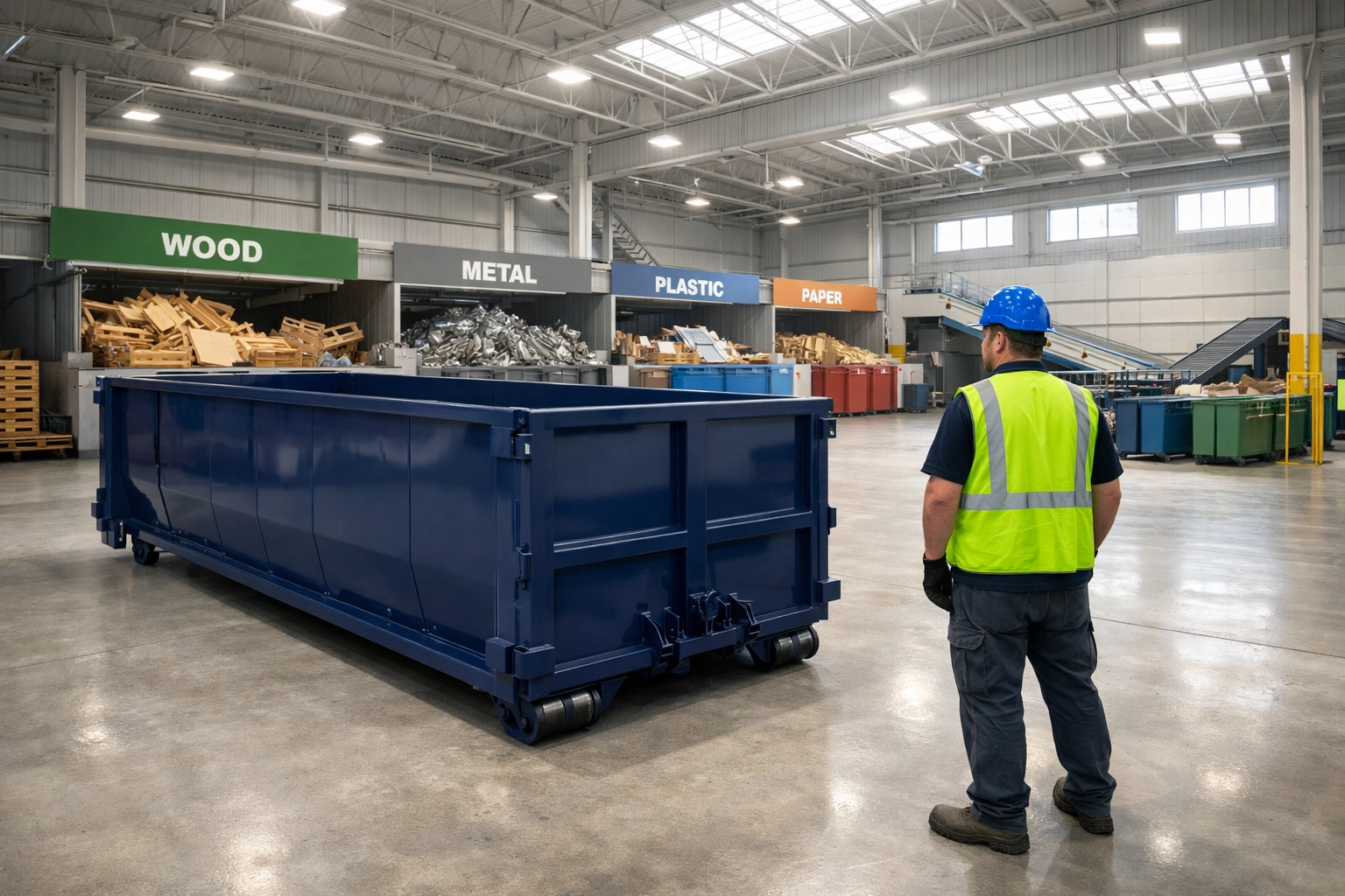 Estate Cleanout Dumpster North York: Easy Steps Eco-friendly sorting of waste from an estate cleanout dumpster North York at a local recycling centre.