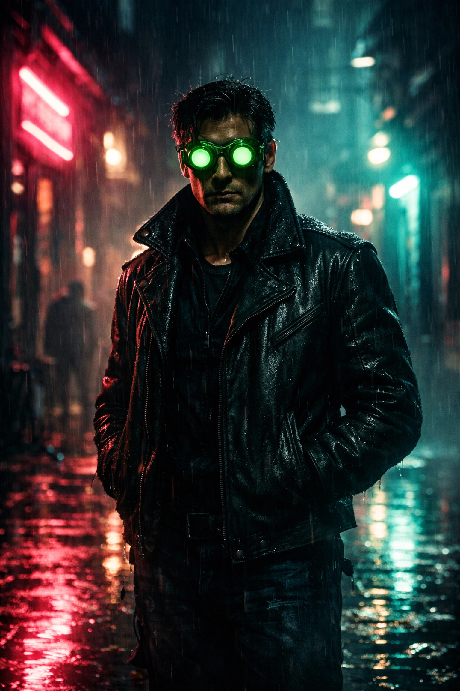 Character consistency in AI video showing a man in a neon alleyway for aesthetic digital storytelling.