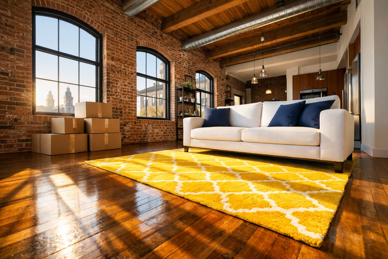 Clean industrial loft near Union Station Worcester after expert maid services for a move-out.
