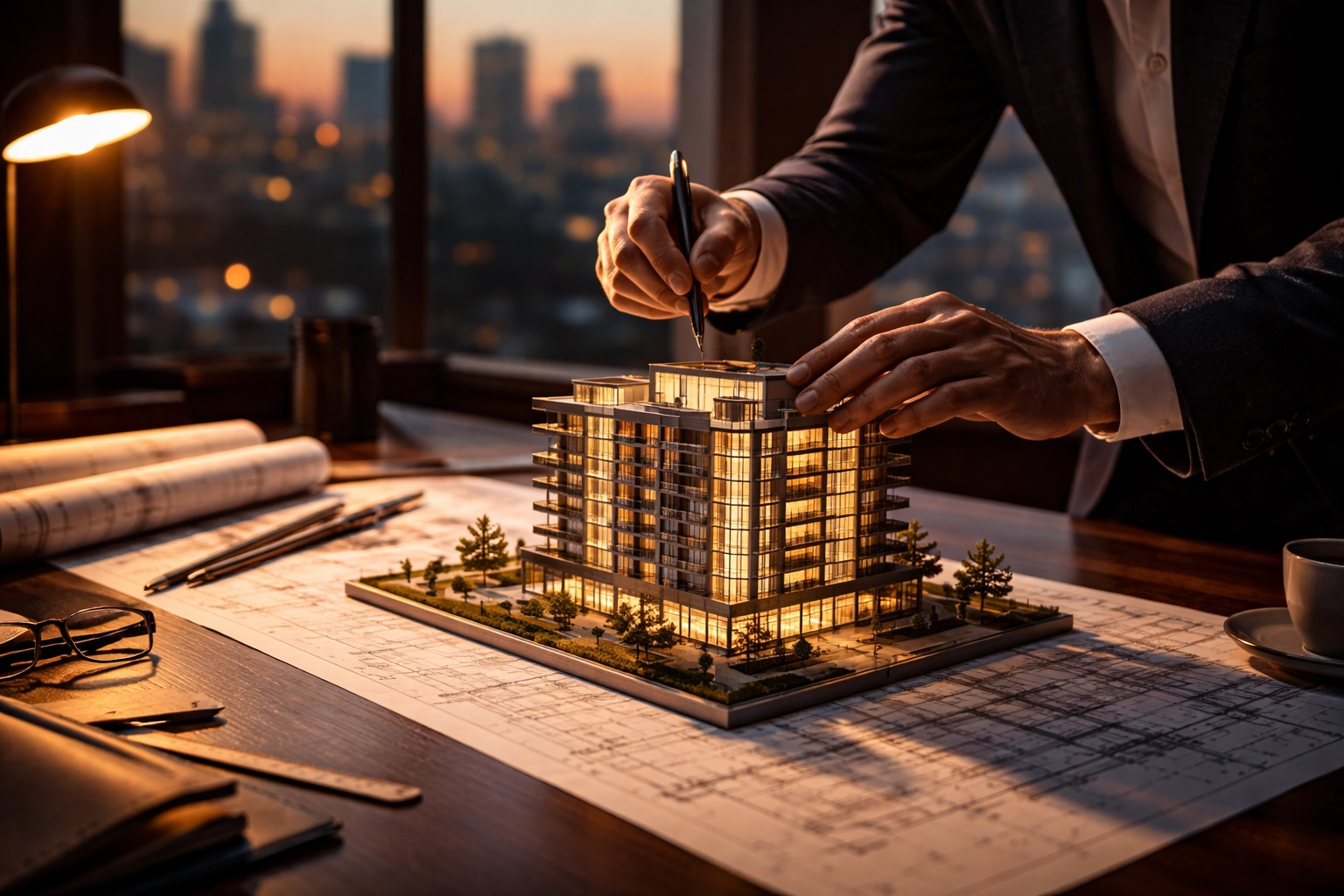 Architect building a modern model symbolizing precision reconstruction in performance coaching after disruption