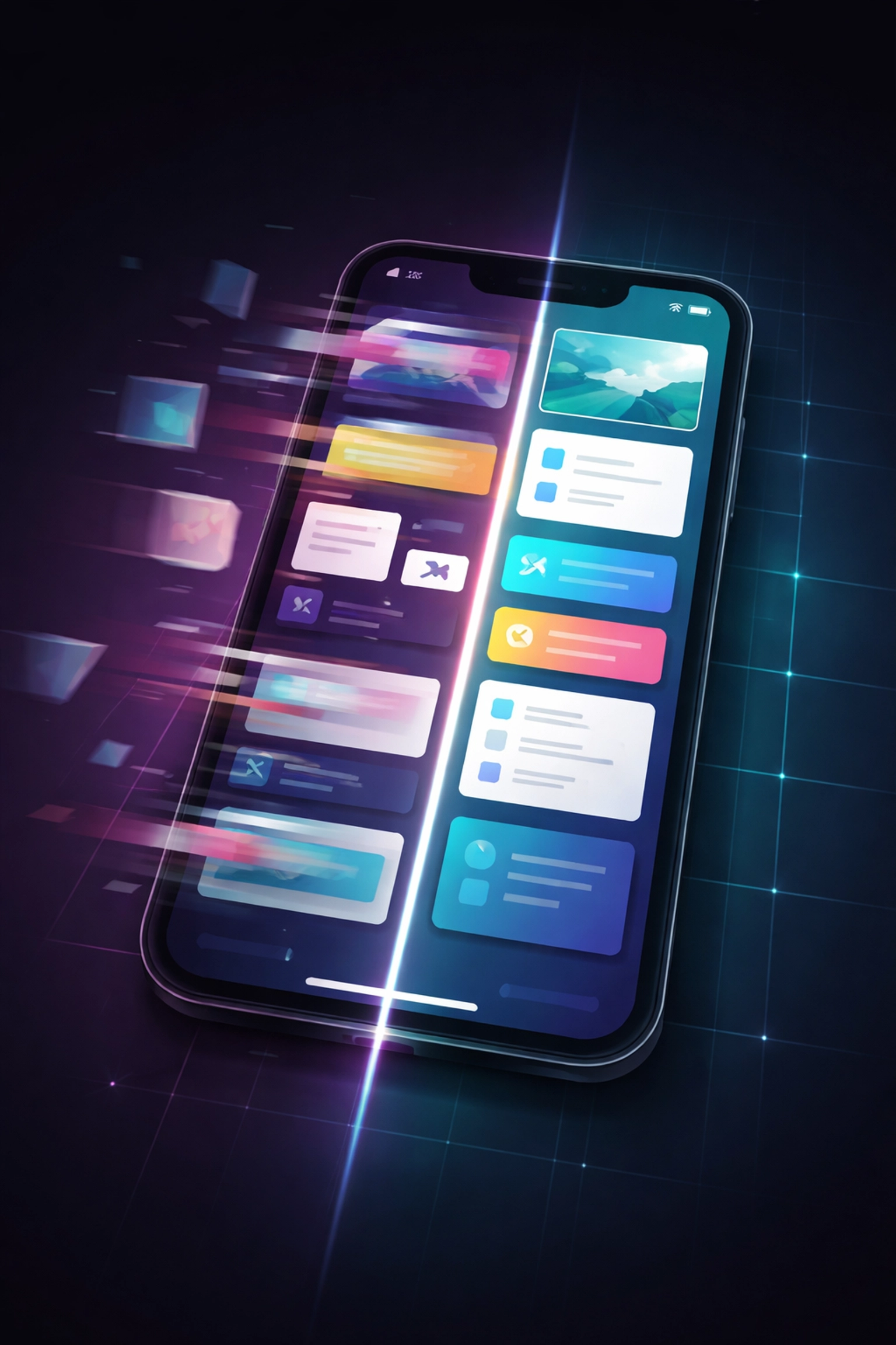 Comparison of unstable versus stable mobile layouts illustrating the importance of preventing layout shifts in responsive web design
