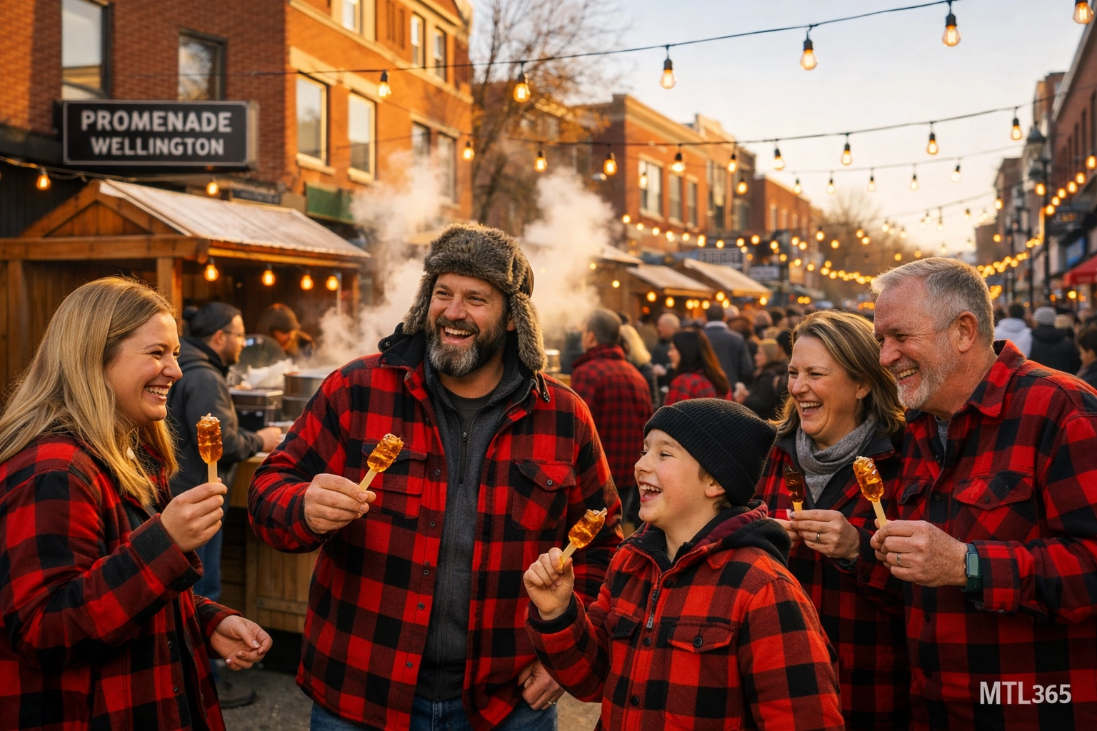 Montreal crowds celebrating at the Cabane Panache sugar shack festival in Verdun.