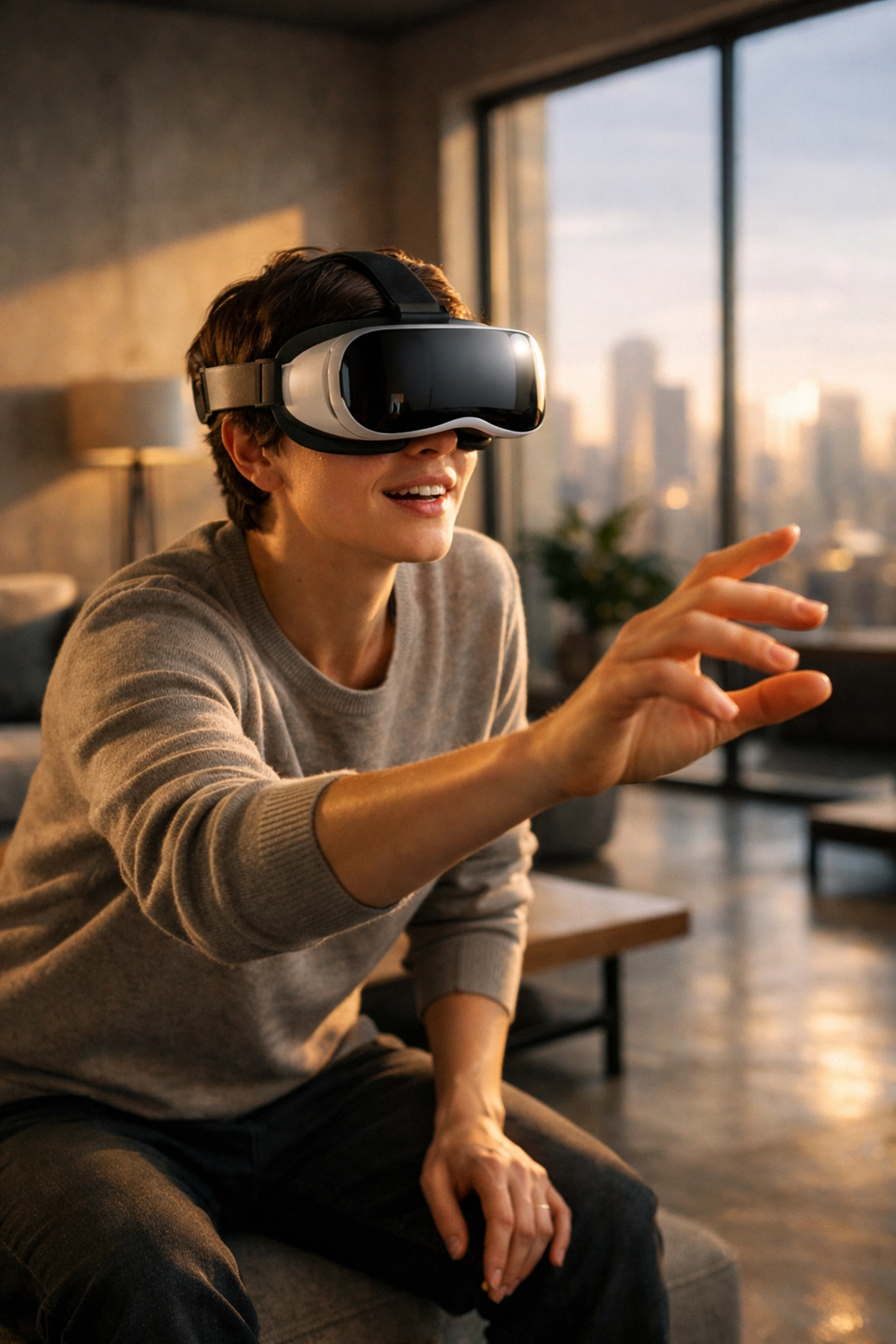 Consumer using a VR headset to experience immersive media assets in a national advertising campaign.