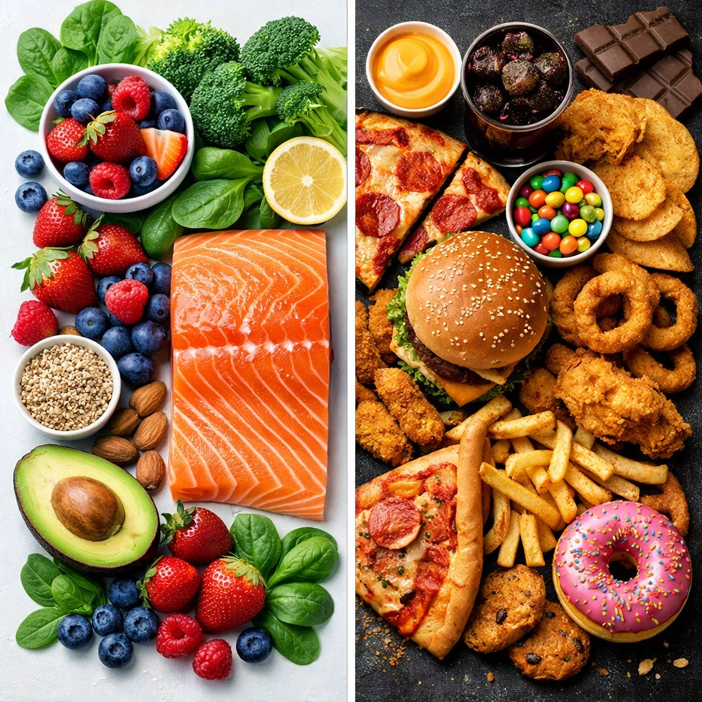 Comparison of anti-inflammatory foods versus inflammatory processed foods