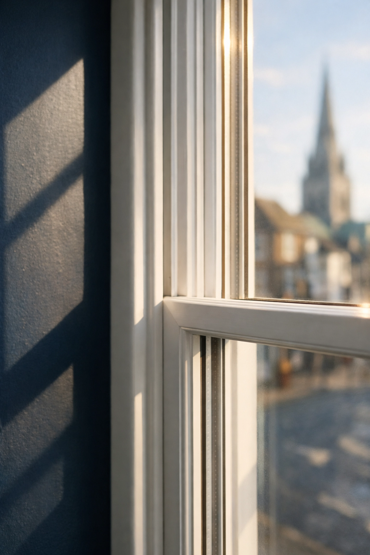 Traditional hand-crafted timber sash window in a Chichester period property renovation.