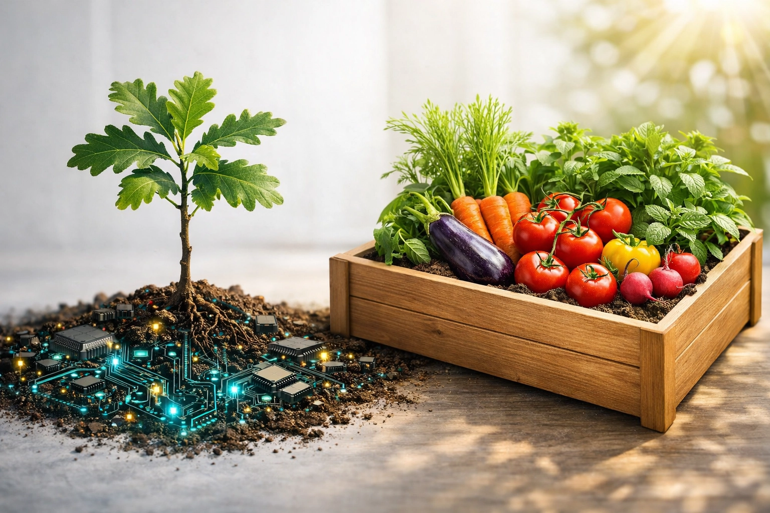 A digital garden representing the growth of SEO services for small business alongside Google ads management.