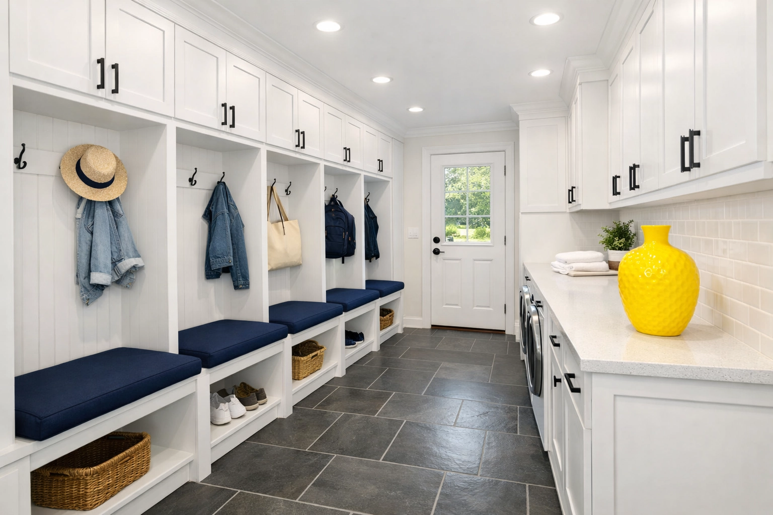 Impeccably clean Weston mudroom and storage area from a professional move-in cleaning.