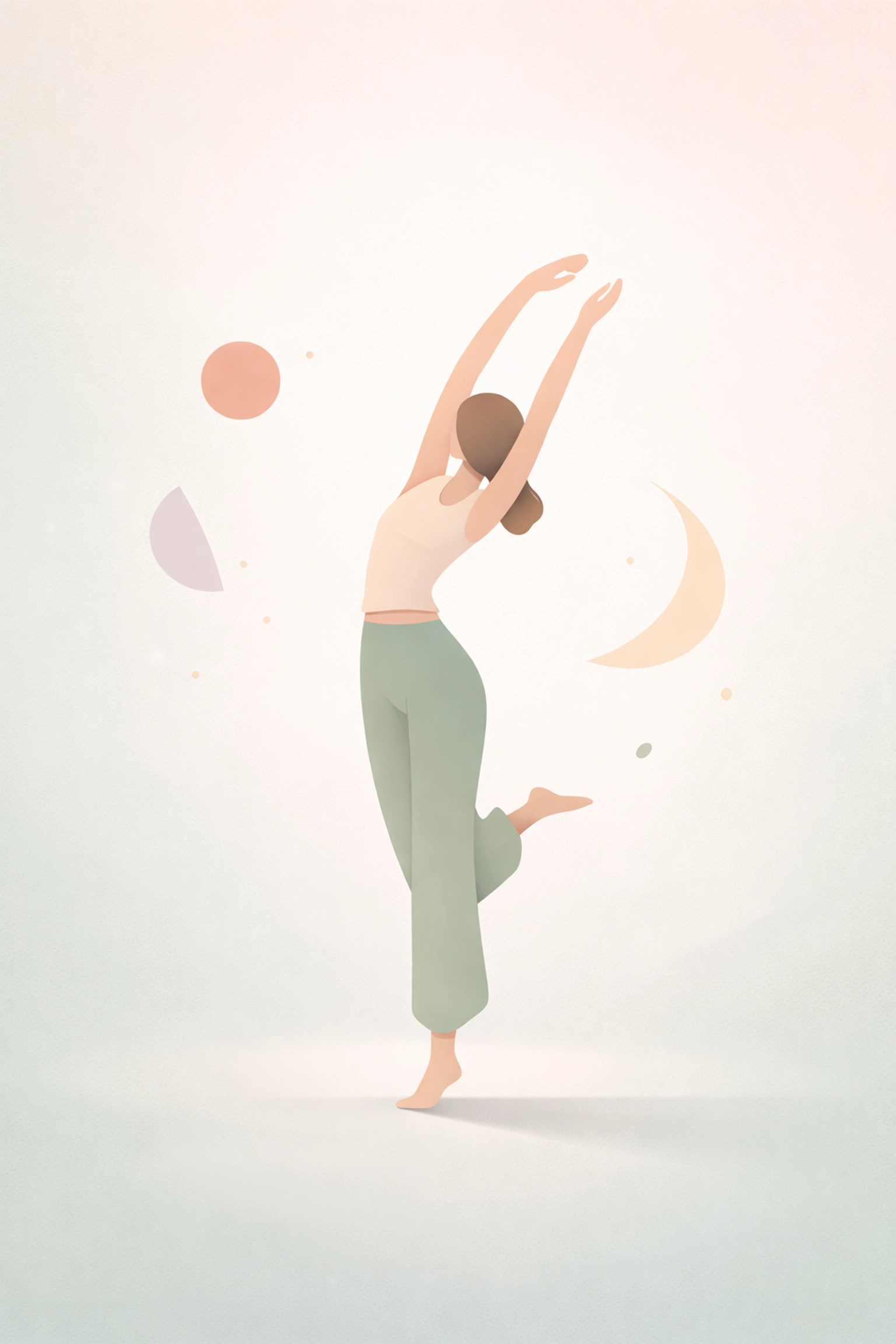 Person stretching with balanced energy, symbolizing adaptability and resilience in an AI-driven world