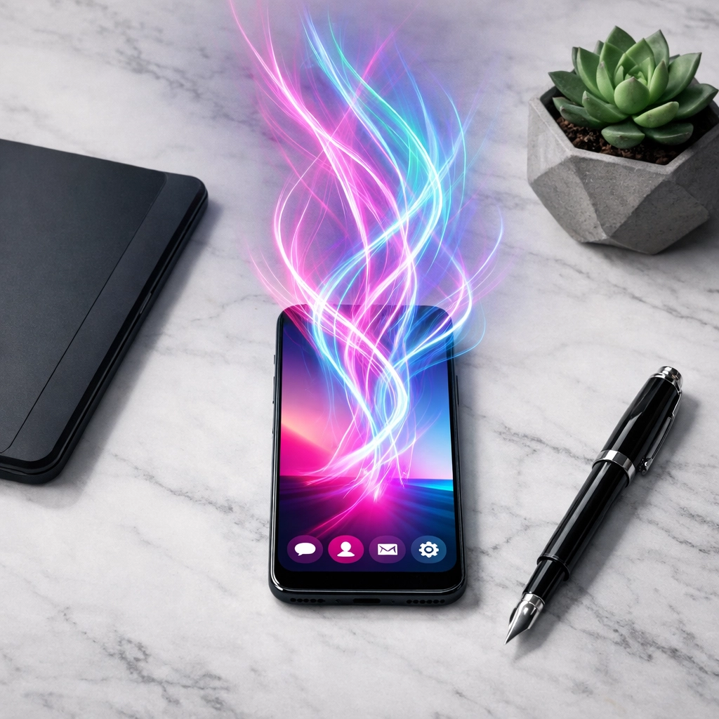 Small business marketing automation showing personalized communication flows on a modern smartphone.