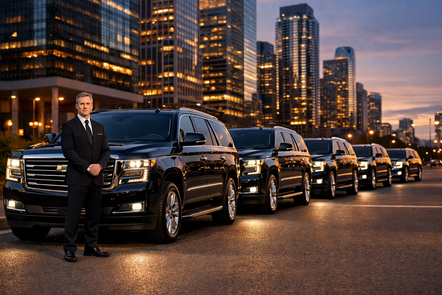 Luxury SUV fleet for Super Bowl executive transportation and corporate VIP travel