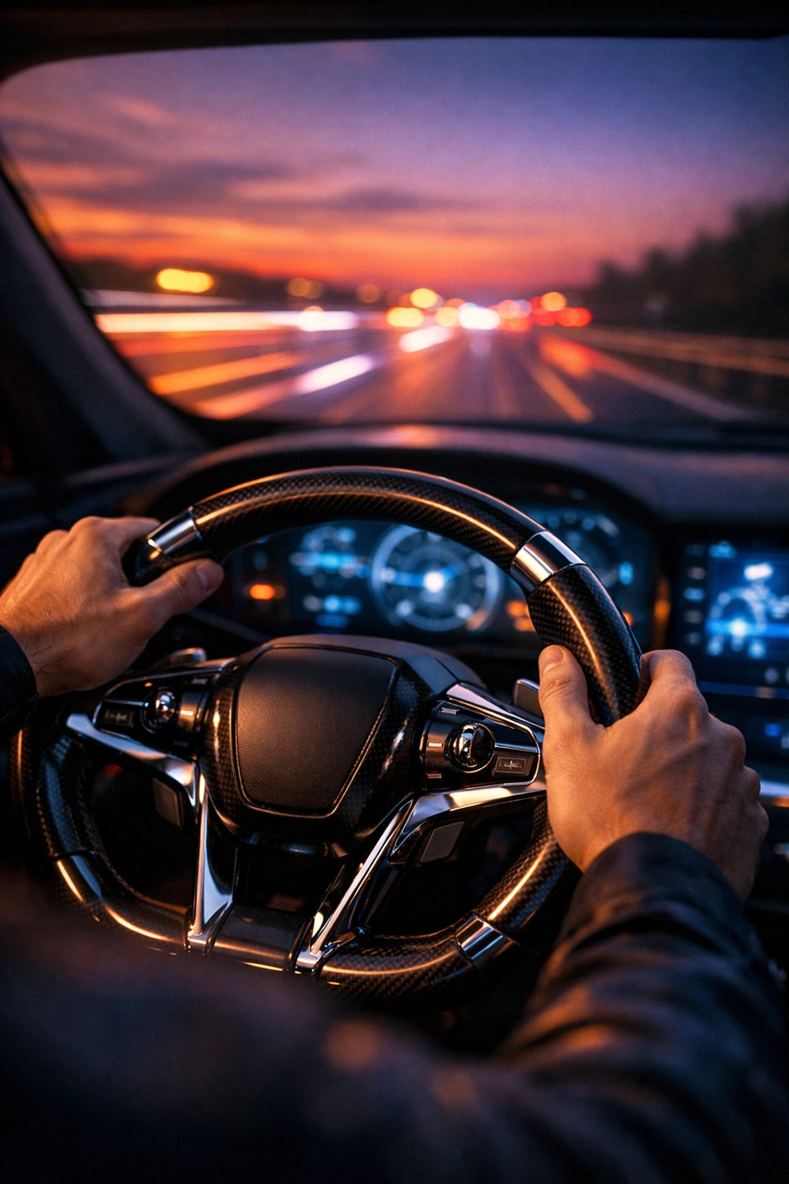 Hands on a steering wheel representing human control over automated PPC bidding strategies.