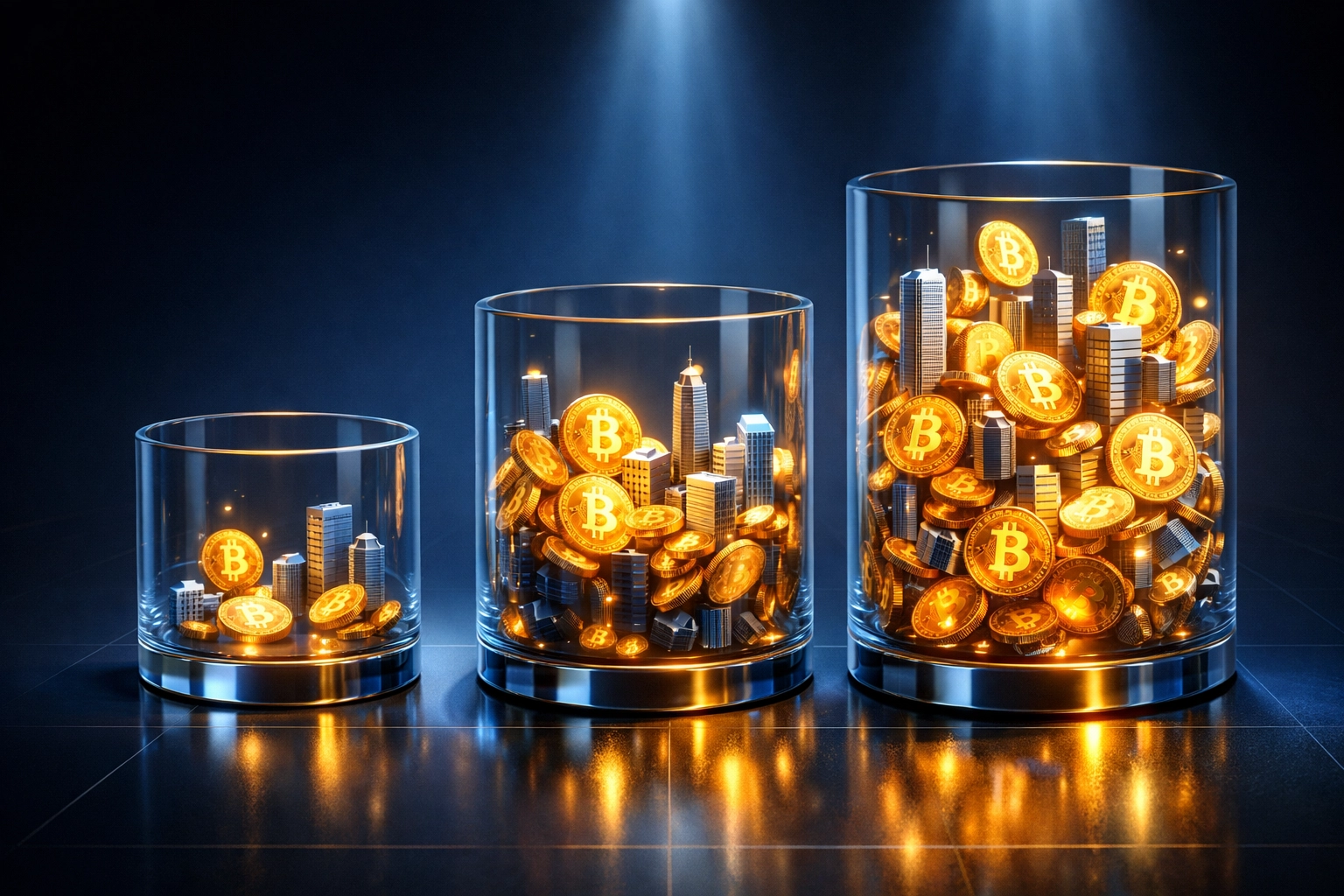 Three-tier institutional crypto allocation strategy from conservative to aggressive portfolios