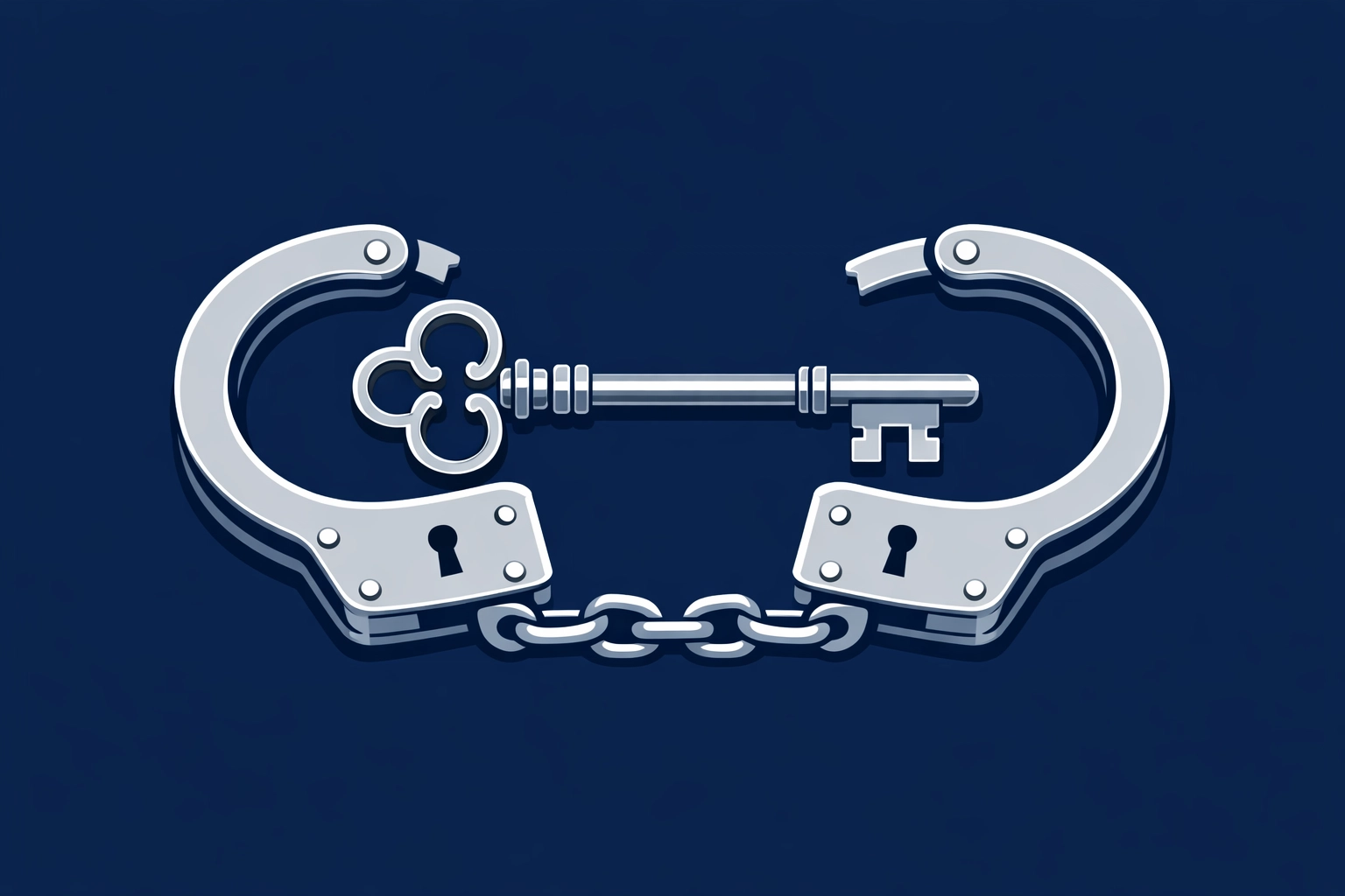 Unlocked handcuffs and a vintage iron key symbolizing Tommy Thompson's release from prison.