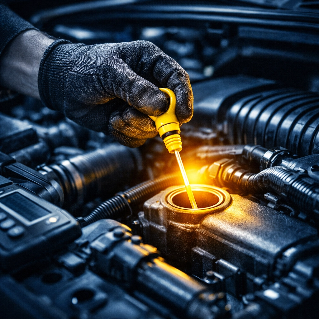 Technician performing preventative auto maintenance in Venice FL to ensure engine health and reliability.