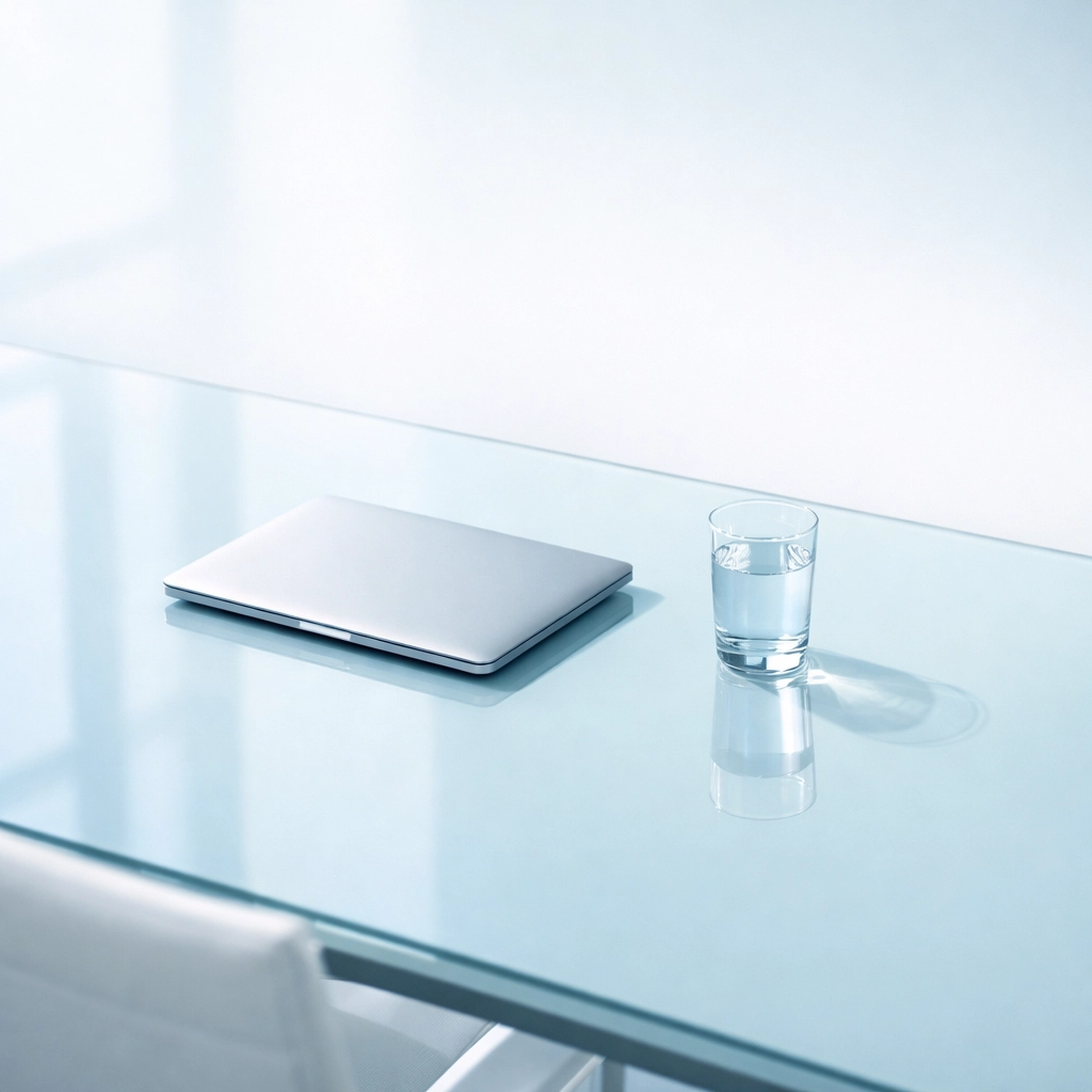 Minimalist conference room setting symbolizing a fresh start after a business sale audit.