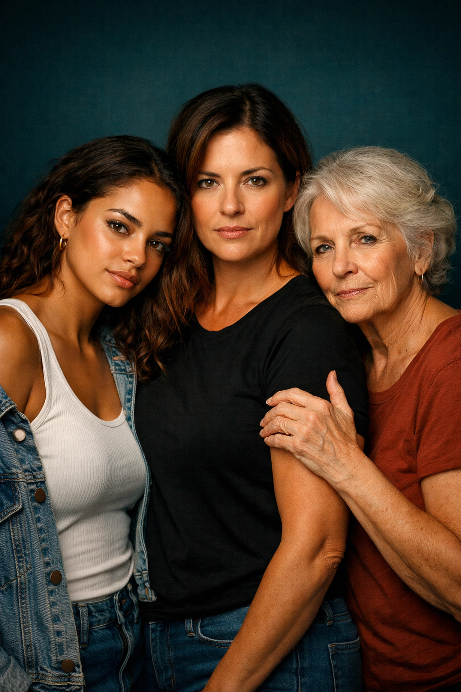 Diverse women standing together addressing uncomfortable podcast topics