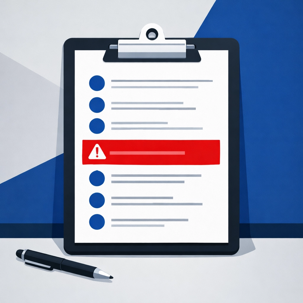A clipboard checklist highlighting knowledge gaps in Transport Manager CPC mock exam preparation.