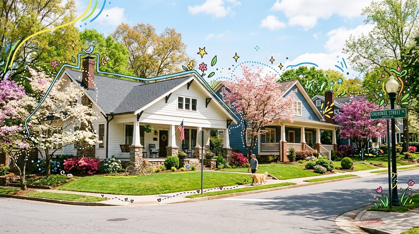 A typical residential street in Marietta where homes are selling fast thanks to AI-driven marketing. A typical residential street in Marietta where homes are selling fast thanks to AI-driven marketing.