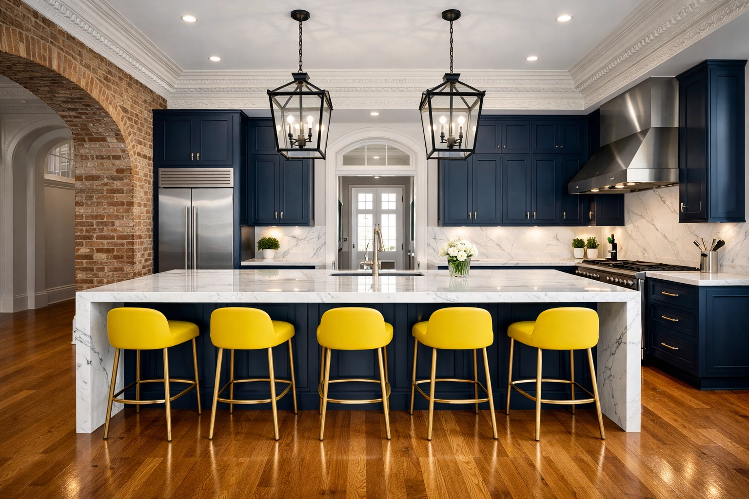 Sparkling modern luxury kitchen renovation maintained with professional bi weekly house cleaning.